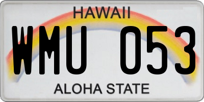 HI license plate WMU053
