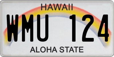 HI license plate WMU124