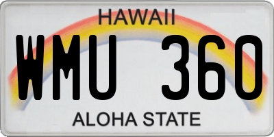 HI license plate WMU360