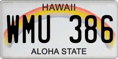 HI license plate WMU386