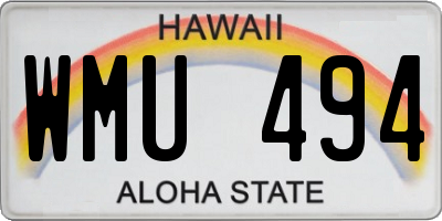 HI license plate WMU494