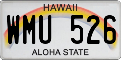 HI license plate WMU526