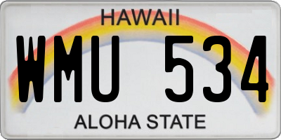 HI license plate WMU534
