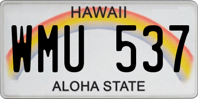 HI license plate WMU537