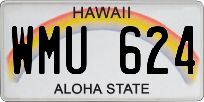 HI license plate WMU624