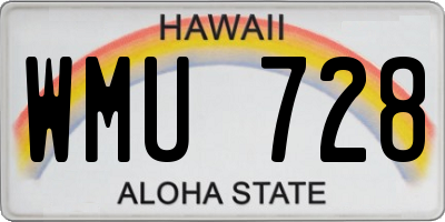 HI license plate WMU728
