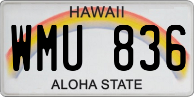 HI license plate WMU836