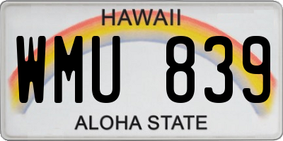 HI license plate WMU839