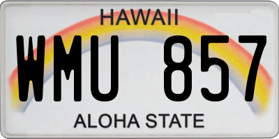 HI license plate WMU857