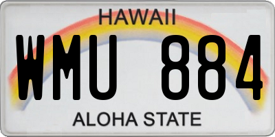 HI license plate WMU884