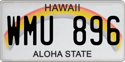 HI license plate WMU896