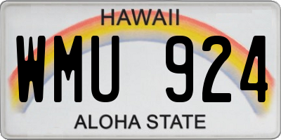 HI license plate WMU924