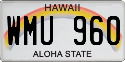 HI license plate WMU960