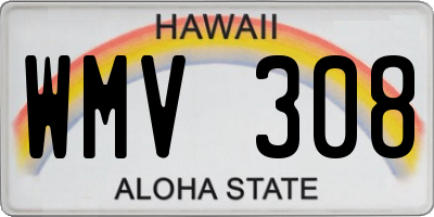 HI license plate WMV308