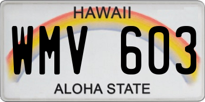 HI license plate WMV603