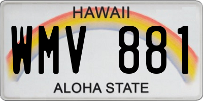 HI license plate WMV881