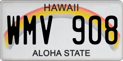HI license plate WMV908