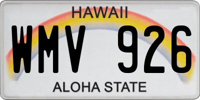 HI license plate WMV926