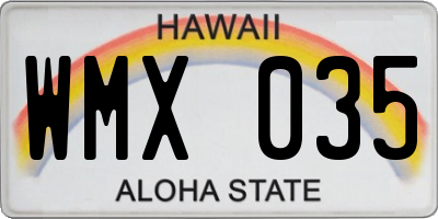 HI license plate WMX035