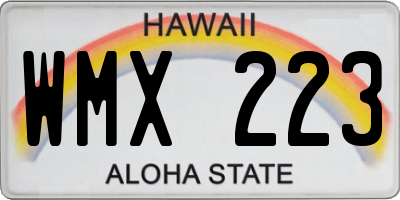 HI license plate WMX223