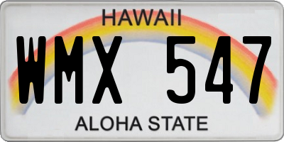 HI license plate WMX547