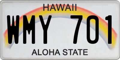 HI license plate WMY701