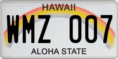 HI license plate WMZ007