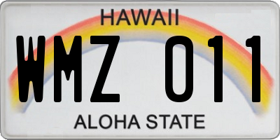 HI license plate WMZ011