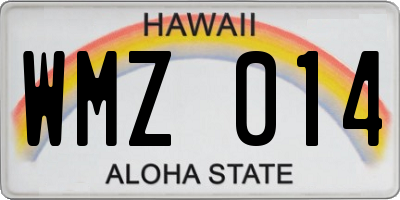 HI license plate WMZ014