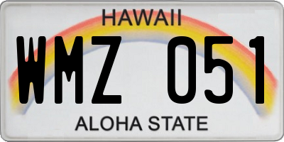 HI license plate WMZ051