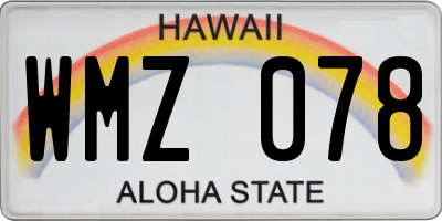 HI license plate WMZ078