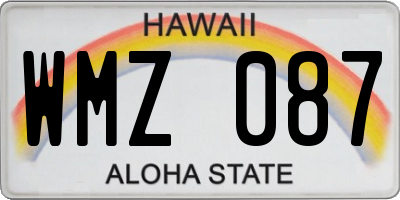 HI license plate WMZ087