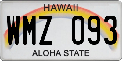 HI license plate WMZ093