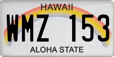 HI license plate WMZ153