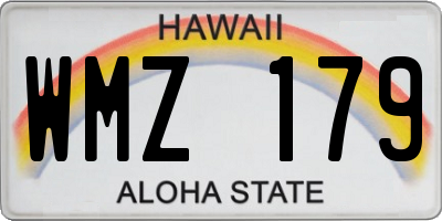 HI license plate WMZ179