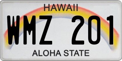 HI license plate WMZ201