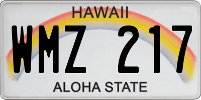 HI license plate WMZ217