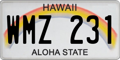 HI license plate WMZ231
