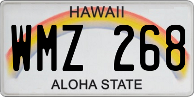 HI license plate WMZ268