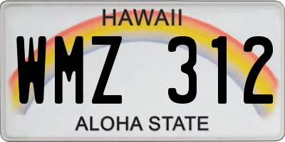 HI license plate WMZ312
