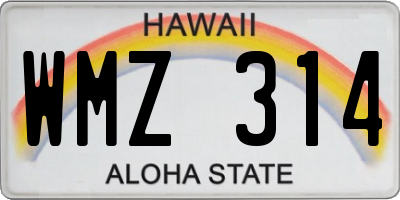 HI license plate WMZ314