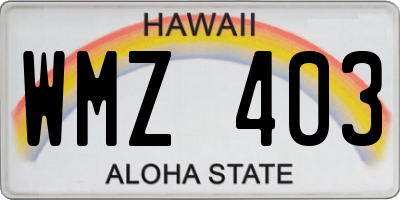 HI license plate WMZ403