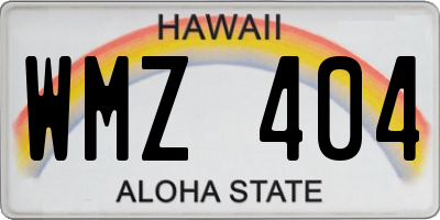 HI license plate WMZ404