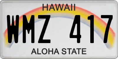 HI license plate WMZ417