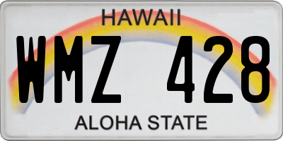 HI license plate WMZ428