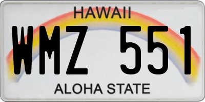 HI license plate WMZ551