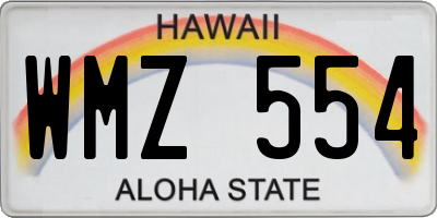 HI license plate WMZ554