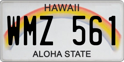 HI license plate WMZ561