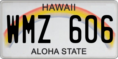 HI license plate WMZ606