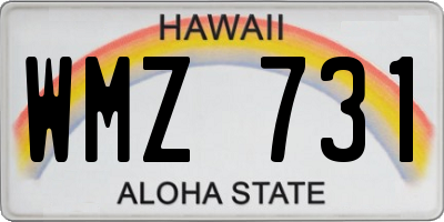 HI license plate WMZ731